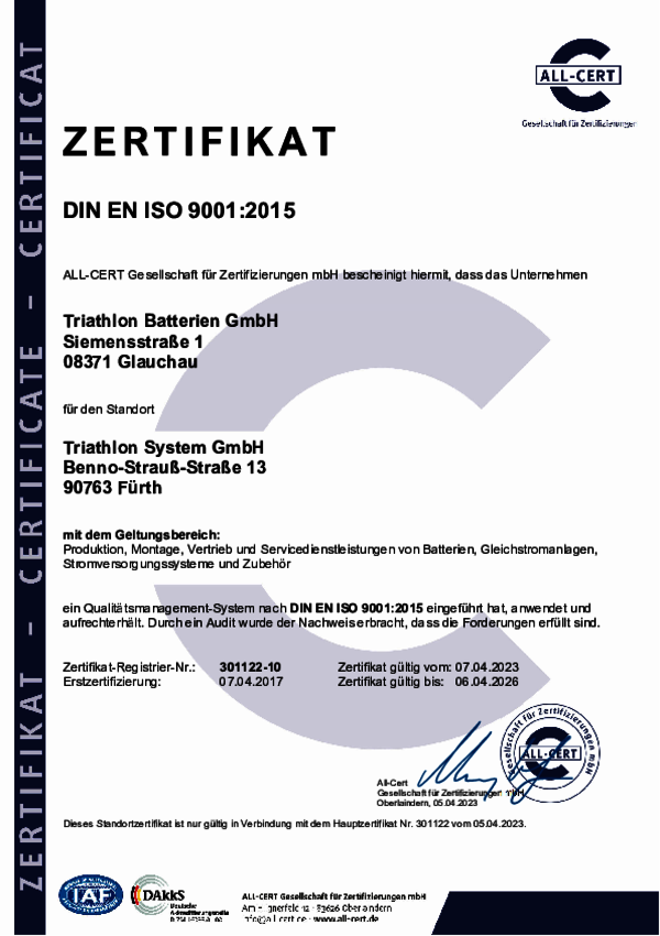 Zertifikat DIN EN ISO 9001:2015