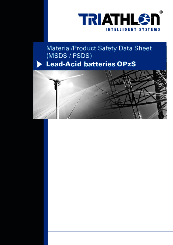 Safety Data Sheet OPzS Batteries