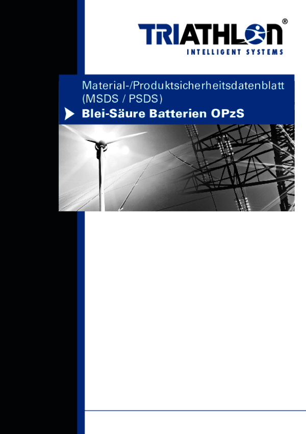 Sicherheitsdatenblatt OPzS Batterien
